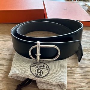 Hermes belt buckle ithaque with leather strap 38mm